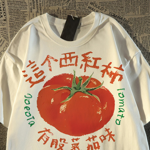 反季撤回~清仓捡漏国潮百搭趣味番茄涂鸦chic男女短袖T恤宽松设计
