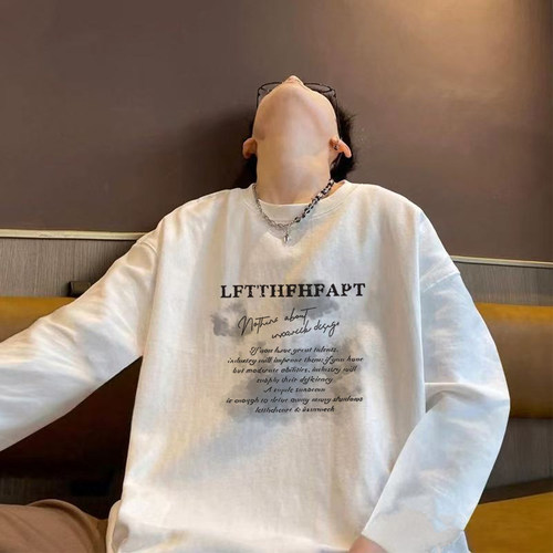 反季撤回~清仓捡漏美式街头个性潮流渐变字母印花男生长袖T恤宽松
