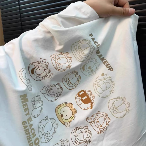 大牌清仓捡漏~限时冲量日系复古百搭加菲猫chic男女纯棉短袖T恤潮