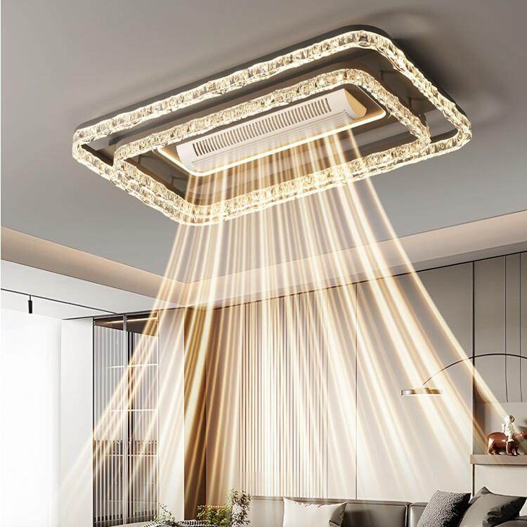 现代客厅灯带风扇吸顶灯大气长方形客厅主灯全光谱LED护眼大厅灯