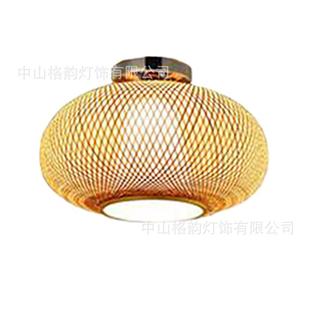 藤艺吸顶灯竹编吸顶灯竹艺吸顶灯手工编制天然材料民宿圆灯具 日式
