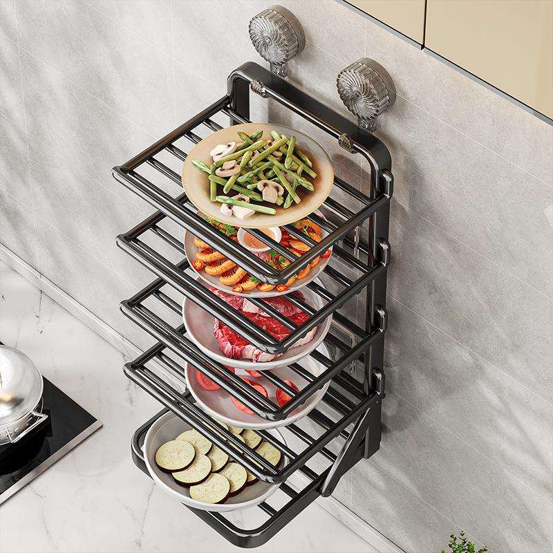 厨房备菜置物架吸盘配菜盘多功能壁挂家用多层可折叠台面放菜架子