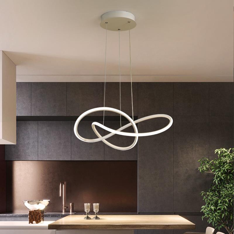 餐厅吊灯简约现代网红餐桌饭厅吧台圆环形极简led灯家用卧室灯具