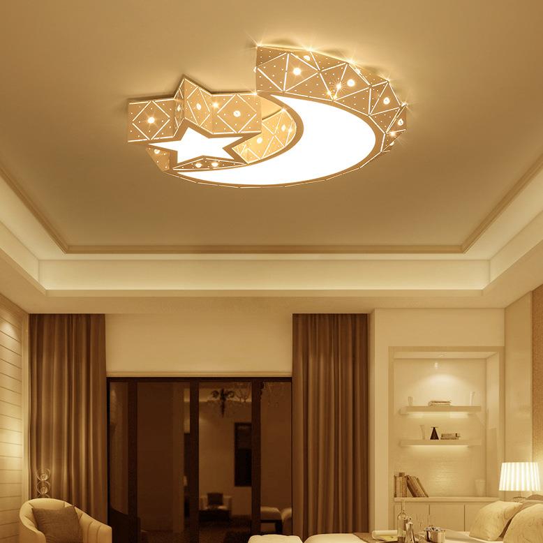 儿童房卧室吸顶灯个性温馨led灯星星月亮房间小客厅男孩女孩灯具