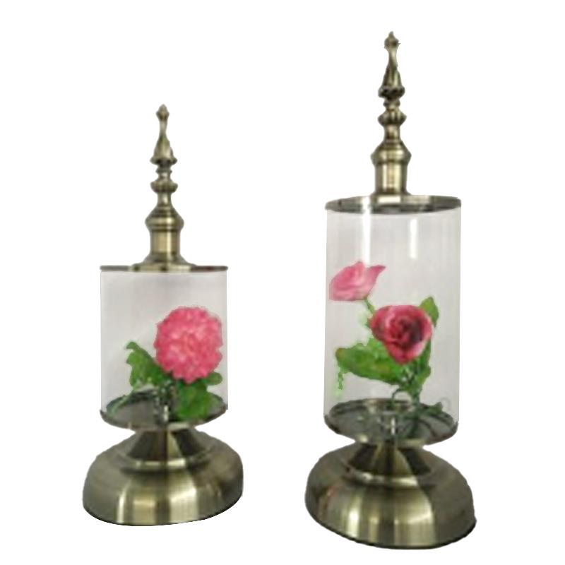 仿古铜复古带玻璃烛台 插画器皿 KLS0110