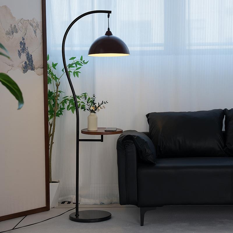 中古风落地灯氛围置物架客厅沙发旁装饰卧室床头一体台灯书房新款