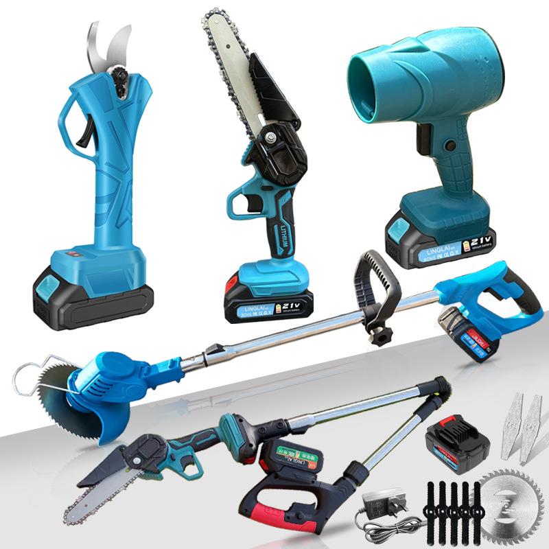 跨境电动割草机锂电树枝剪小型家用园林除草机充电式草坪修剪机