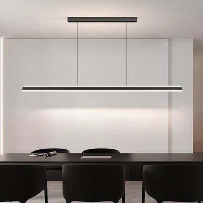 一字上下发光 长条吊灯极简家用餐厅简约餐桌饭厅茶吧台中山灯具