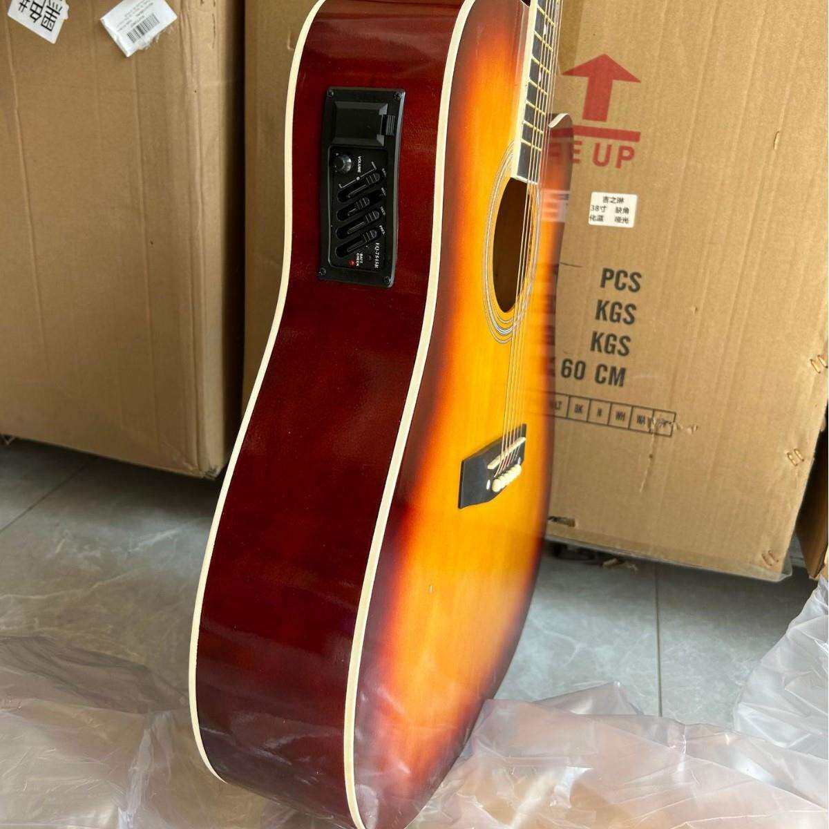 41寸民谣吉他木缺角练习琴厂家直销内置调节杆跨境热销