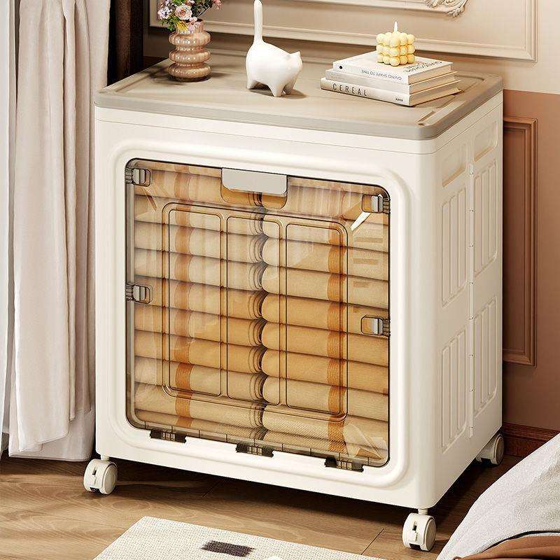 双开门衣服收纳箱整理箱大容量超大家用翻盖带轮衣物被子储物柜