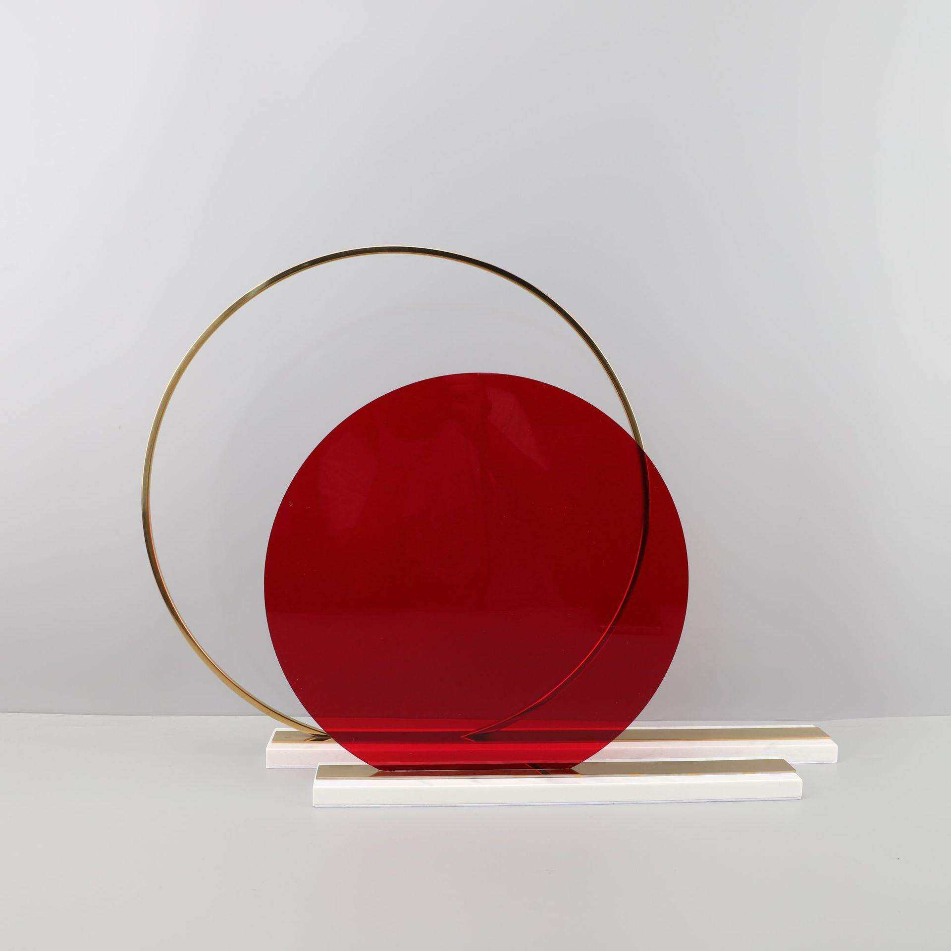 现代简约大理石金属圆圈摆件玄关客厅办公室样板间桌面装饰品手工