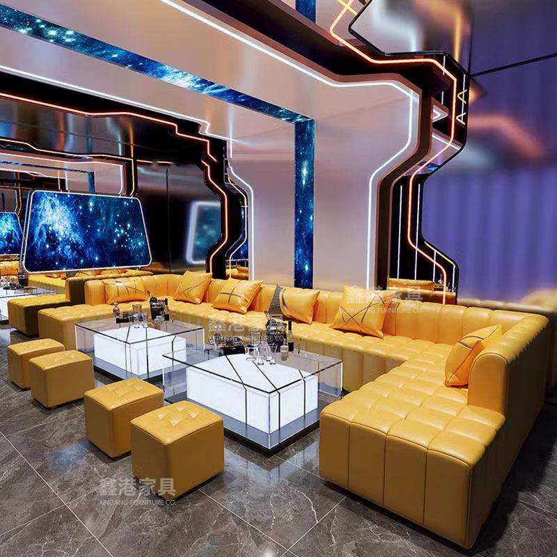 ktv沙发轻奢茶几K房家庭影院派对卡座清吧U型L型转角酒吧卡座