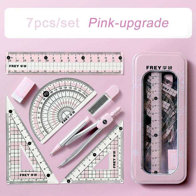 2026款 E950 TEMU海外仓外贸升级版直尺圆规套装支持三角量角器