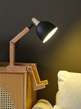 fpT简约护眼学习阅读台灯可调木头人卧室书桌桌面学生床头书房工