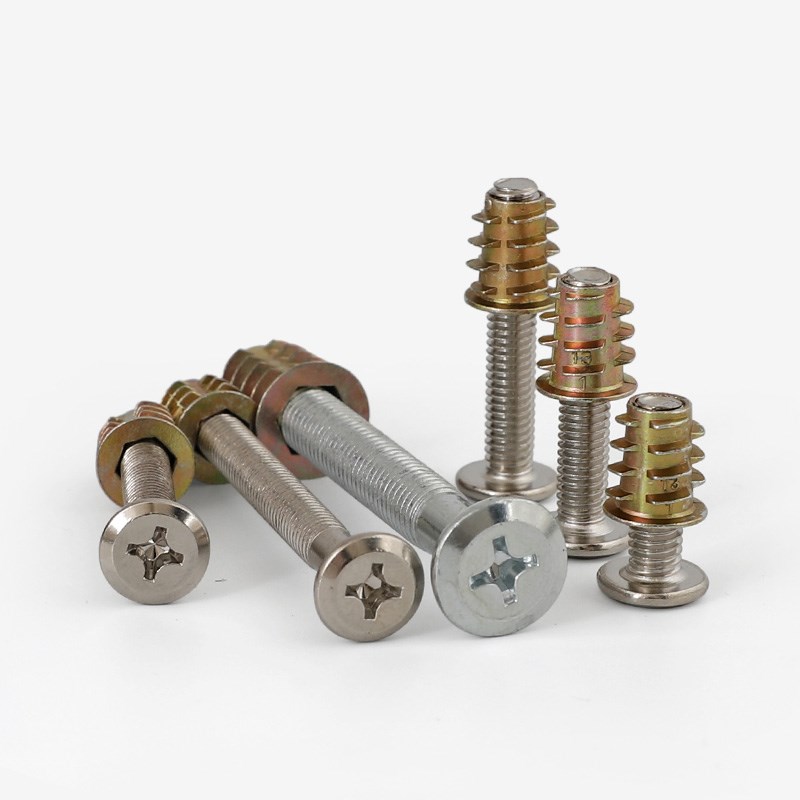 M6M8家具螺丝内外牙螺母婴儿童床连接件木板预埋螺帽配件桌椅橱柜