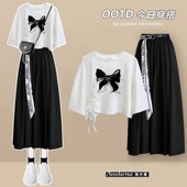 2024新款 夏季 中大童可爱甜妹半身裙子裤 女童超酷拽姐套装 裙阔腿裤