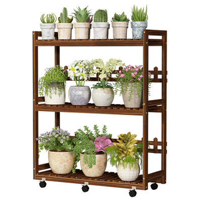 实木花架置物架阳台花架子客厅落地式多肉三层室内植物简约花盆架