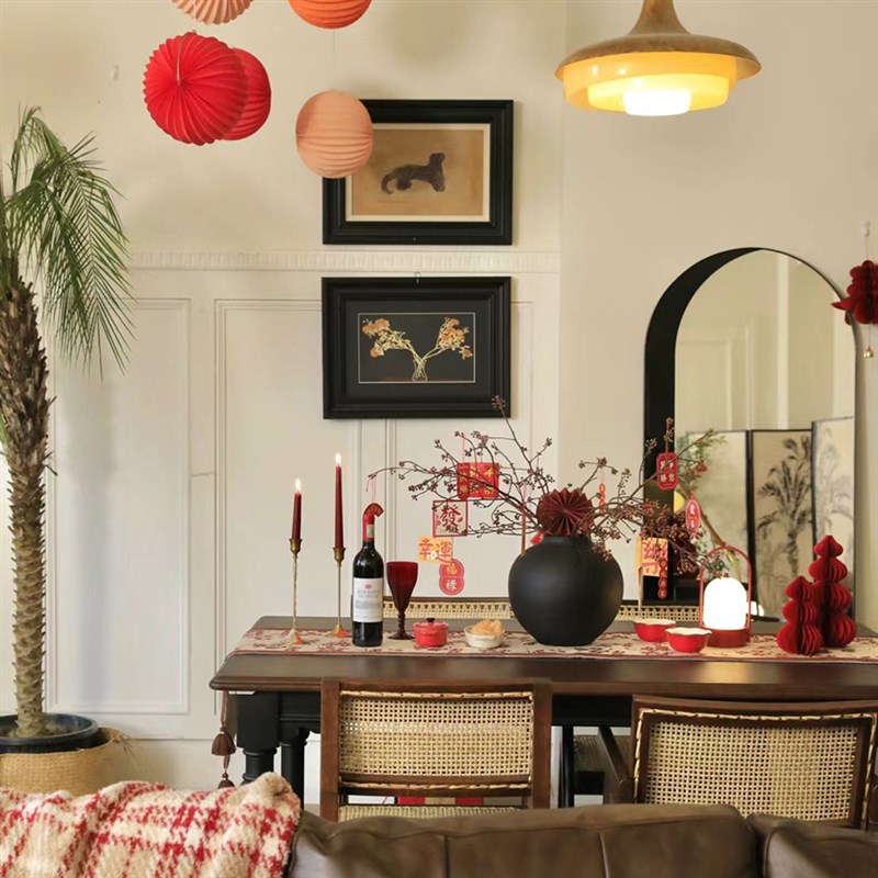 法式中古风餐厅装饰画高级感书房复古新中式挂画花鸟木色画框壁画