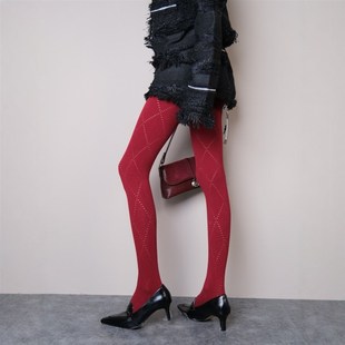 显白连裤 你是我最想要 复古菱格打底裤 圣诞新款 袜 礼物