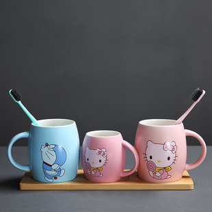 锦鲤陶瓷三口之家洗漱口杯卫生间浴室刷牙杯浴漱口杯五件套装刻字