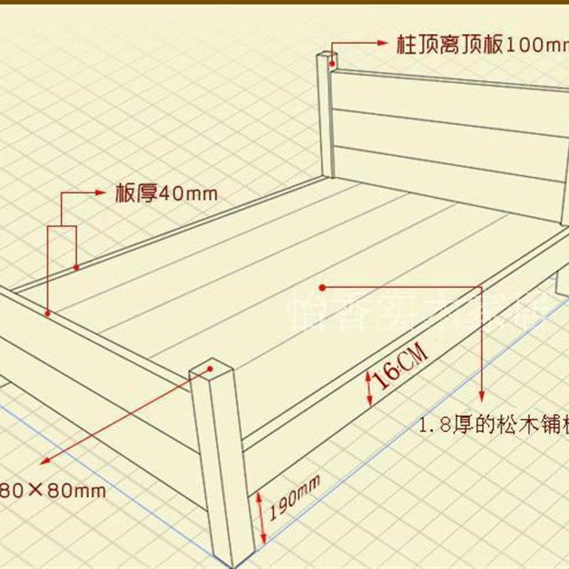 美式乡村实木床单人双人床复古床松木床1.2/1.5/1.8米床包邮