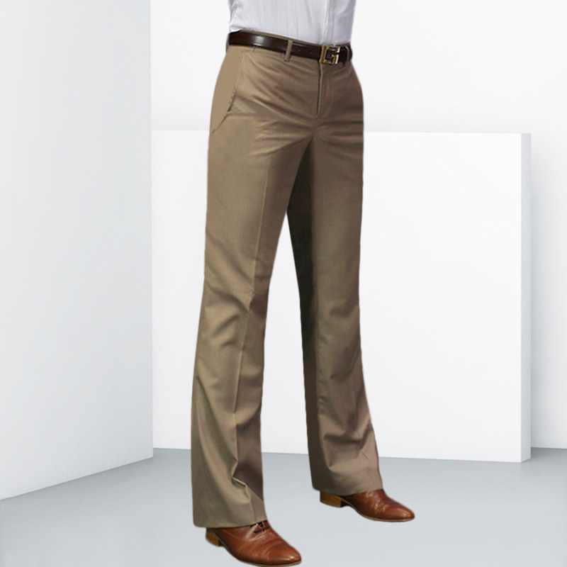 商务垂感裤子阔腿高级感秋冬款休闲裤中青年男士修身微喇叭西装裤