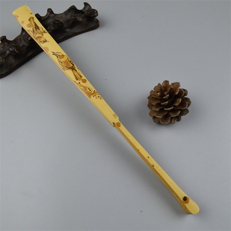 高档文玩宣纸摺扇9.5寸天然斑竹云南湘妃巧雕扇骨配空白苏工扇面