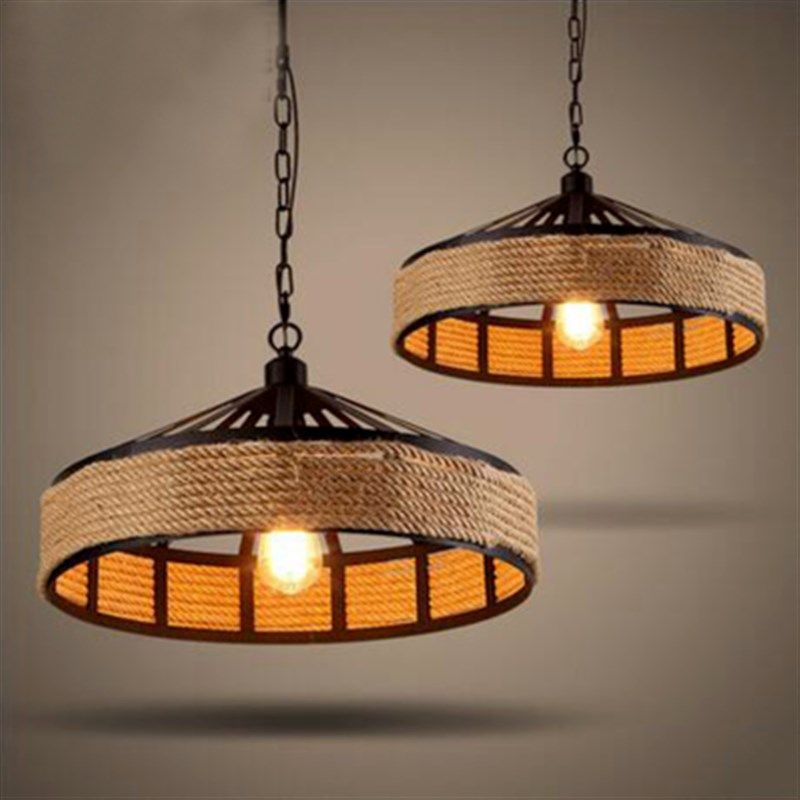 美式乡村麻绳酒吧台loft工业风创意个性餐厅网咖啡厅复古怀旧吊灯