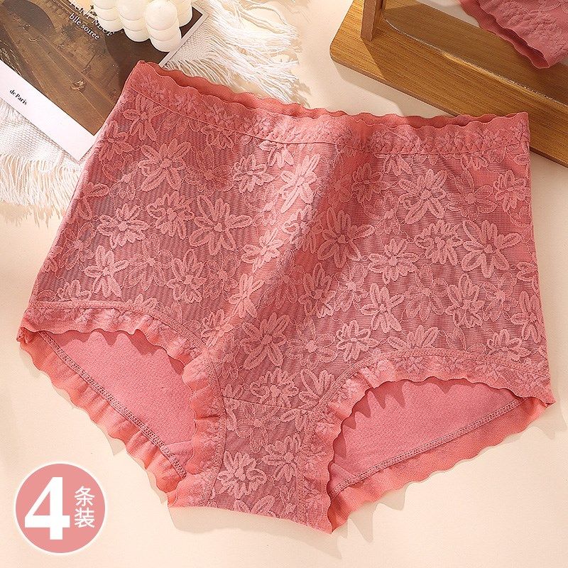 2025年新款性感蕾丝女士内裤无痕性感女生中腰纯棉裆大码平角短裤