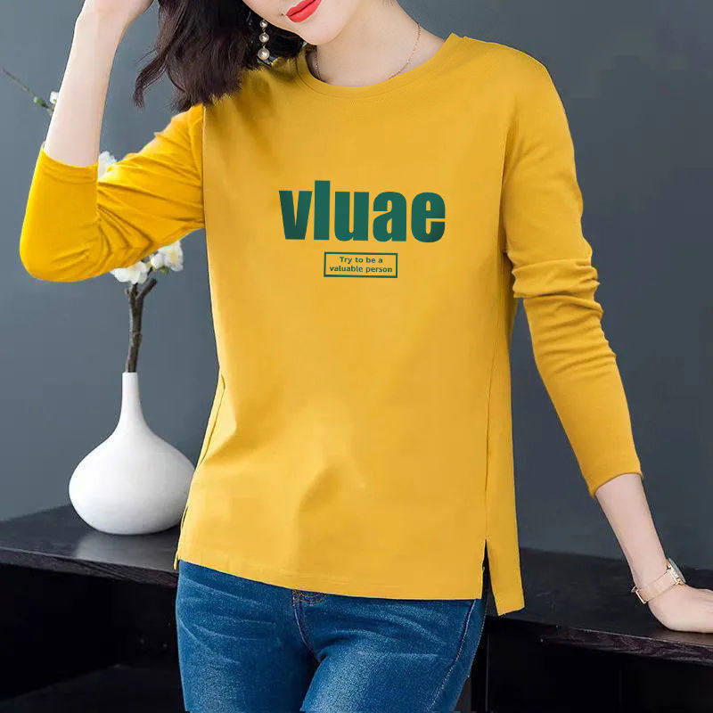 纯棉长袖t恤女2026秋装新款韩版宽松百搭打底衫女士上衣外穿