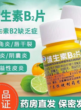 恒健 维生素B2片100片口角炎唇干裂舌炎阴囊炎结膜炎脂溢性皮炎