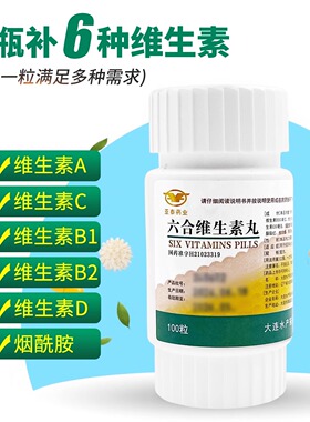 大水 六合维生素丸100粒治疗维生素ADB1B2C烟酰胺6种维生素缺乏症