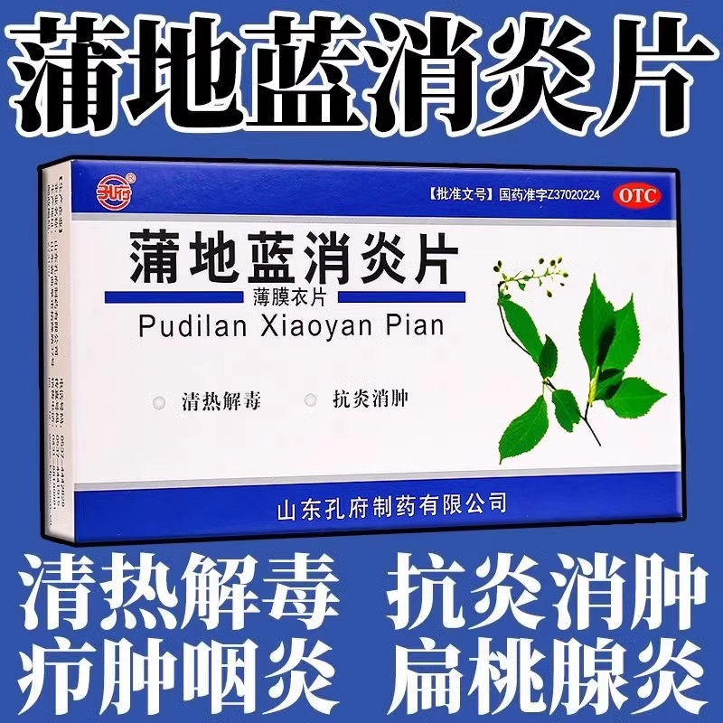 孔府 蒲地蓝消炎片48片/盒清热解毒抗炎消肿用于疖肿咽炎扁桃腺炎