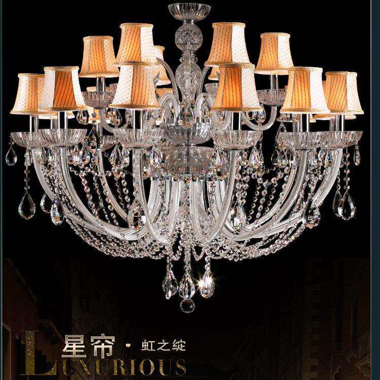 美式水晶吊灯创意客厅灯简欧卧室餐厅灯具欧式大气别墅LED蜡烛灯