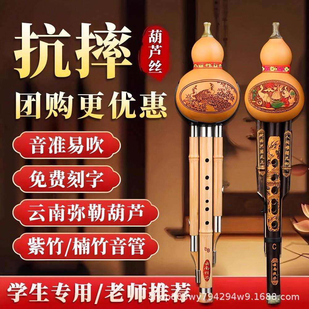 云南天然降c调葫芦丝小学生专用葫芦丝b调紫竹乐器零基础金丝楠竹