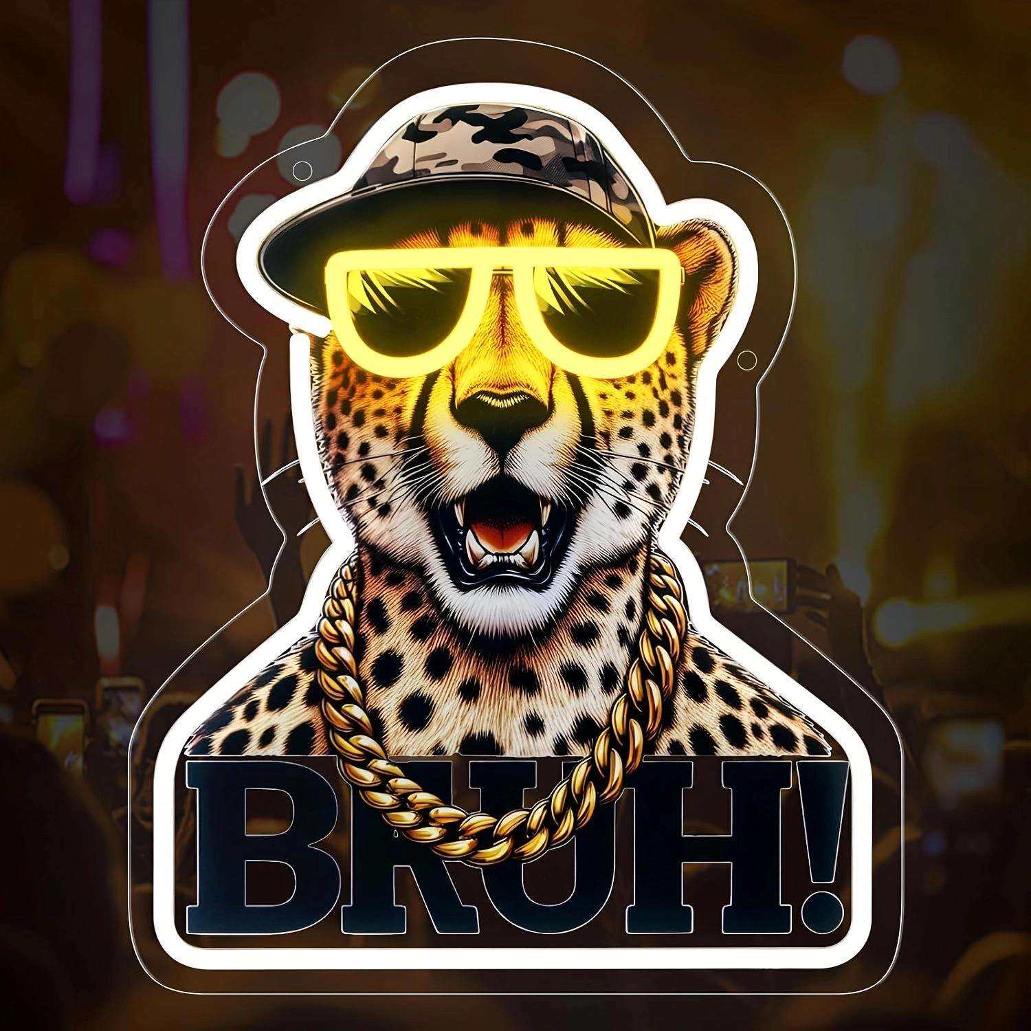 新款豹纹花豹霓虹灯厂家直供跨境家庭照明酒吧舞会派对节日气氛灯