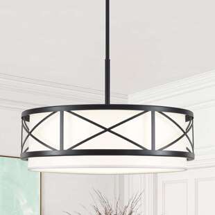 跨境现代鼓形农舍吊灯天花板悬挂灯具带白色织物的餐厅厨房客厅