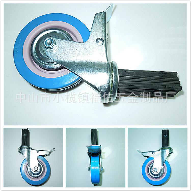 厂家4寸5寸工业中型重型餐车脚轮万向脚轮带刹车TPR静音餐车轮