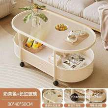 奶油风轻便可移动边几小户型客厅茶几沙发侧边带轮简约收纳小推车