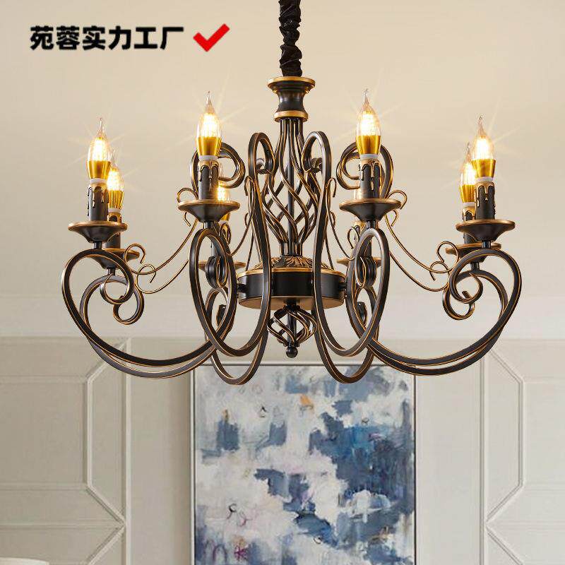 欧式蜡烛吊灯理发店家居爆款led客厅餐厅卧室书房灯饰田园简约灯