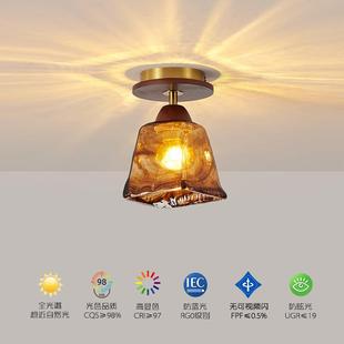 法式中古复古玻璃入户门厅玄关灯过道走廊楼梯氛围阳台吸顶灯led