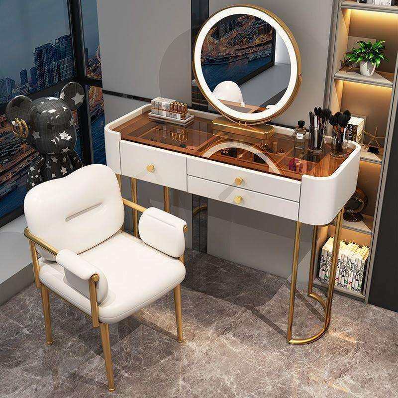 化妆柜台梳妆台收纳柜一体桌子小型出租屋卧室少女房间镜子化新款