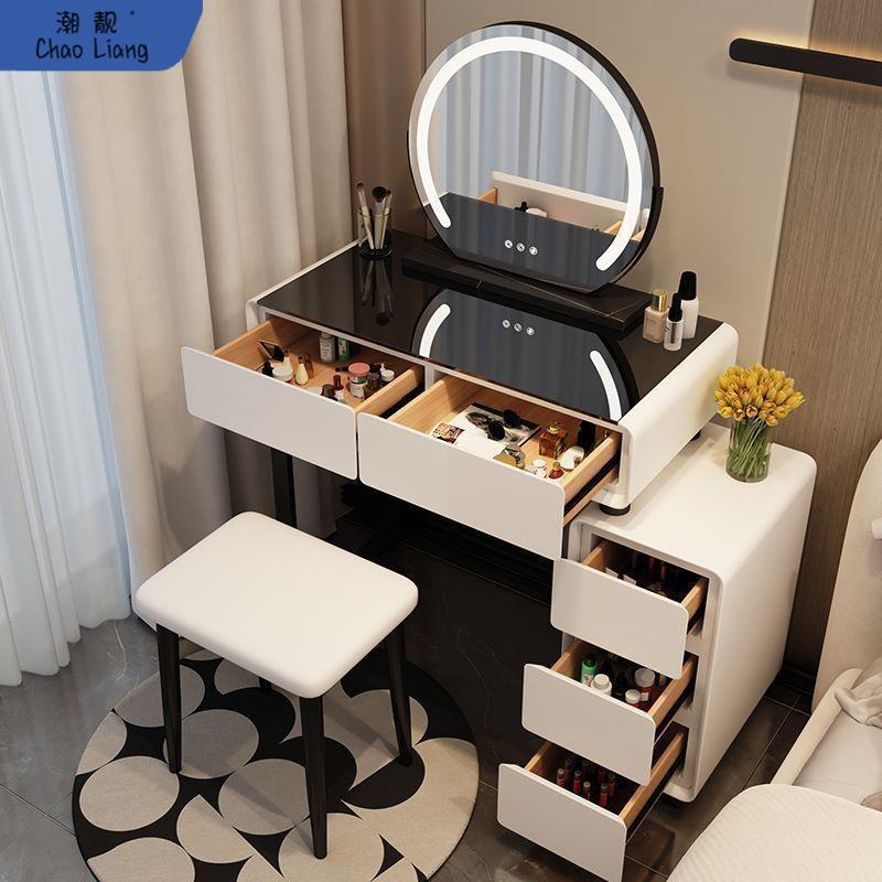 2025新款卧室真岩板一体梳妆台床头柜化妆桌现代简约化妆台小户型