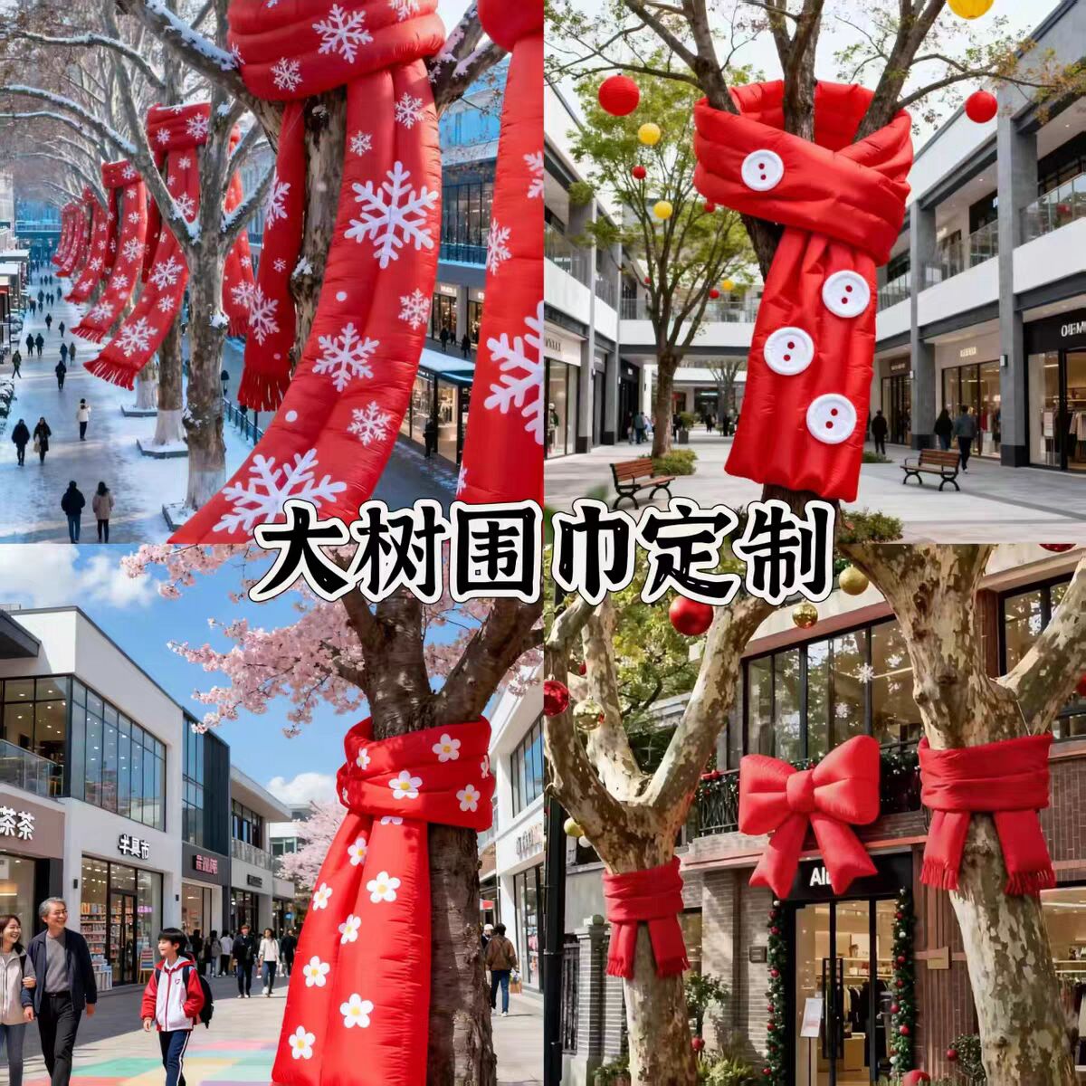 圣诞大树装饰充气红色围巾气模