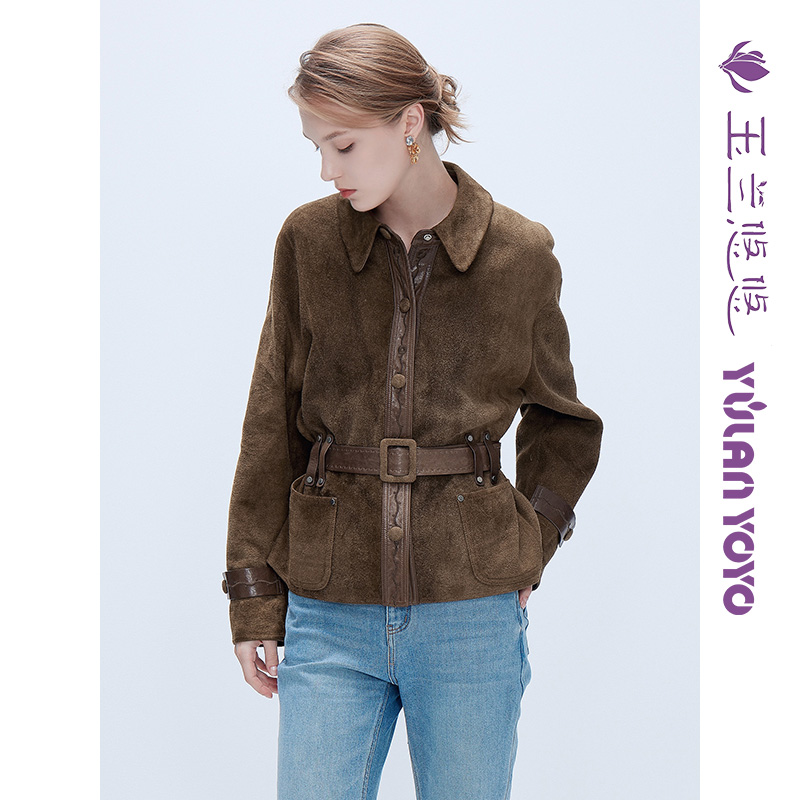 秋季新款保暖皮衣双面绵羊皮修身