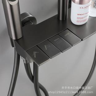 直销全铜枪灰色钢琴四档花洒淋浴家用浴室洗澡沐浴幻潮沃泊增 新款