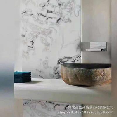 Brilliance意大利天然白色大理石板芬蒂白白带灰色纹理台面餐边柜