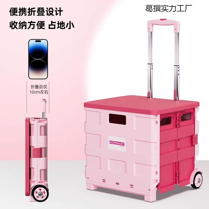网红款车载购物小推车超市买菜神器可折叠家用小拉车取快递收纳箱