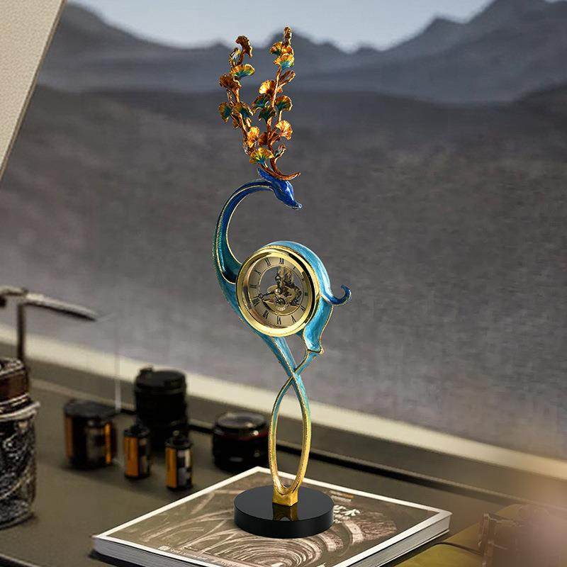 新中式麋鹿座钟美式创意摆件客厅酒柜电视柜两边玄关壁龛柜装饰品