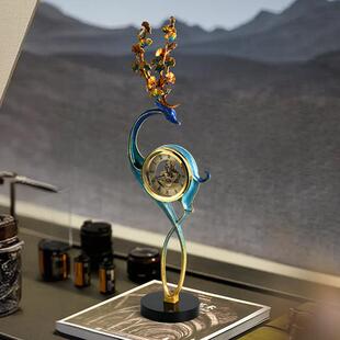 新中式麋鹿座钟美式创意摆件客厅酒柜电视柜两边玄关壁龛柜装饰品